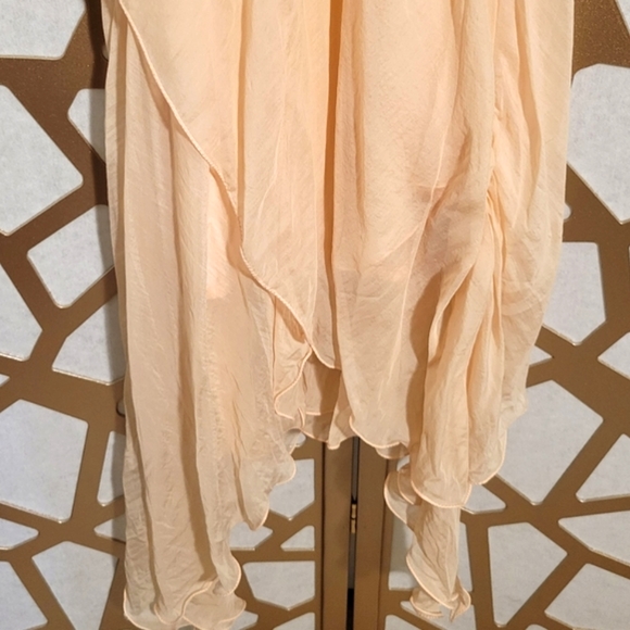 NWOT ELEY KISHIMOTO Silk Beaded Silver & Peach Evening Dress - Picture 6 of 14